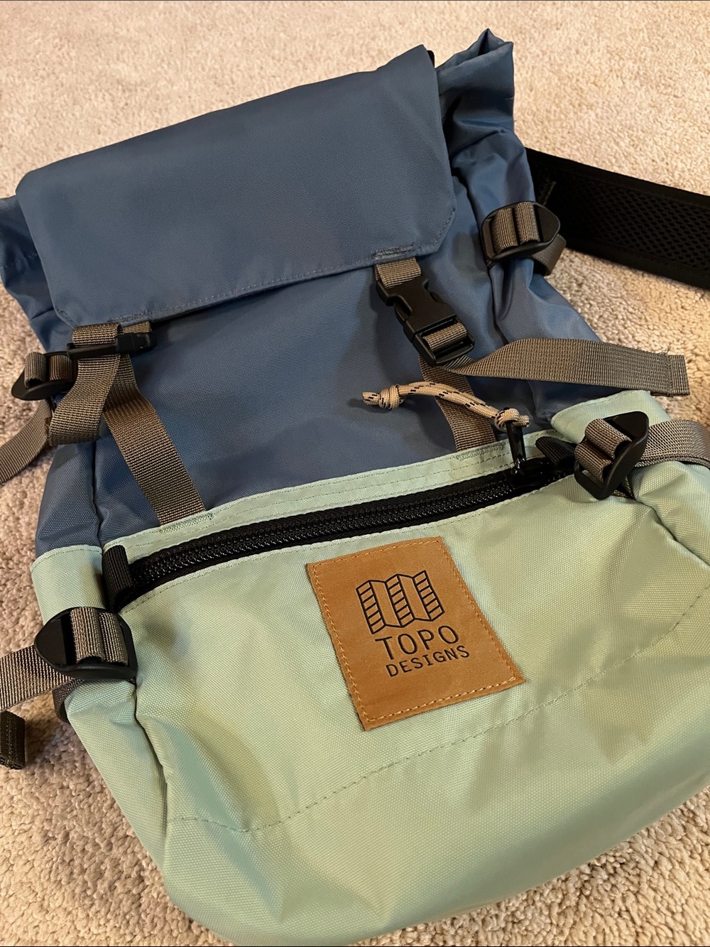 Topo Designs Mini Rover Navy and Teal Backpack - Picture 4 of 8